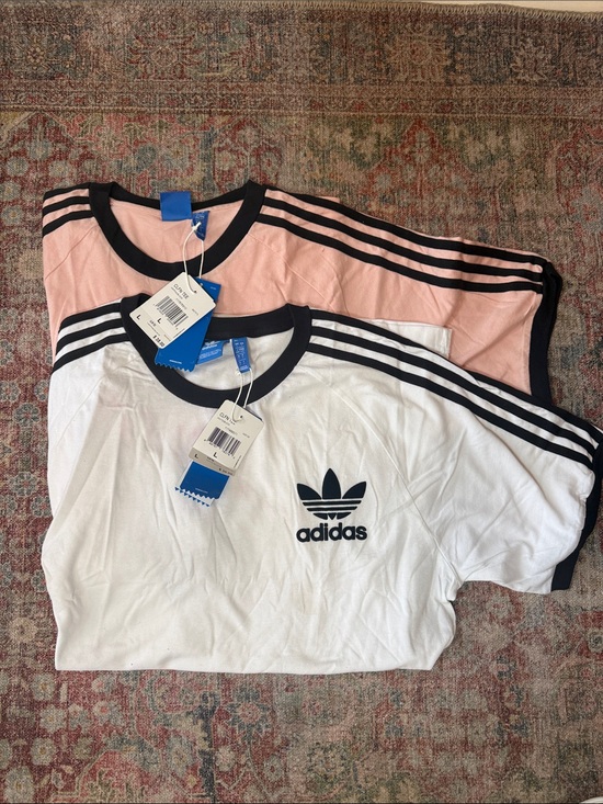 adidas Other - adidas White & Pink Ringer Tee 2 Pk with Black Trim